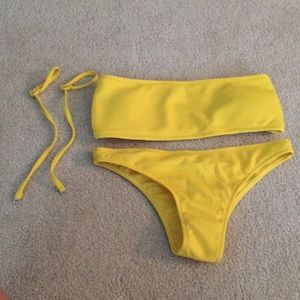 Yellow ribbed swimsuit